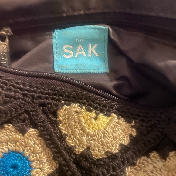 The Sak Handbags - SENT AS FREE GIFT!  SAK Crocheted Floral Purse with Top Zipper, Long Strap